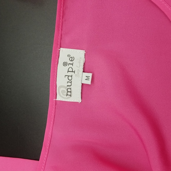 Mud Pie Medium Pink and Orange Shoulder Tie Swimsuit Cover Up Dress - Picture 5 of 9